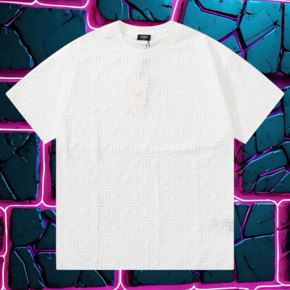 Fendi White Short Sleeve Tee ClassicCrew Neck